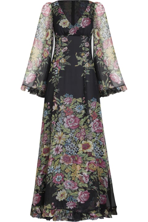 Jumpsuits for Women Etro Silk Long Dress With Floral Motif