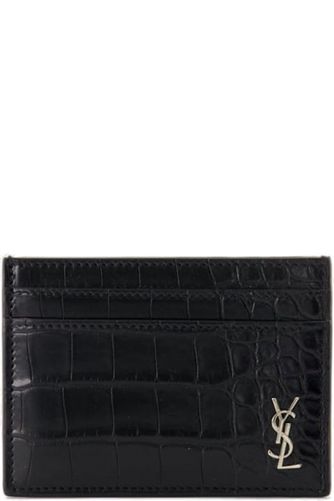 Saint Laurent Bags for Men Saint Laurent Cassandre Logo Plaque Card Case