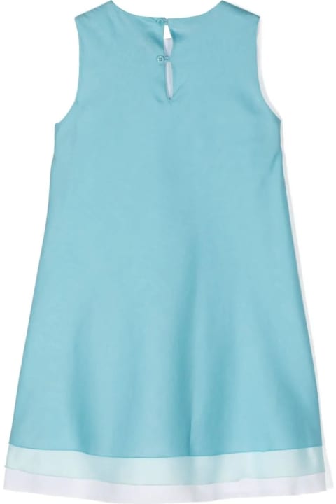 Dresses for Girls Il Gufo Light Blue Cotton Voile Dress With Three Tiers