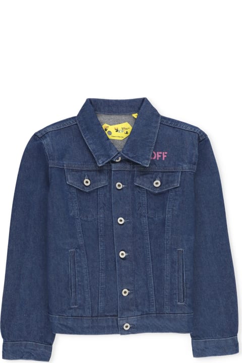 Topwear for Girls Off-White Off Stamp Plain Jeans Jacket
