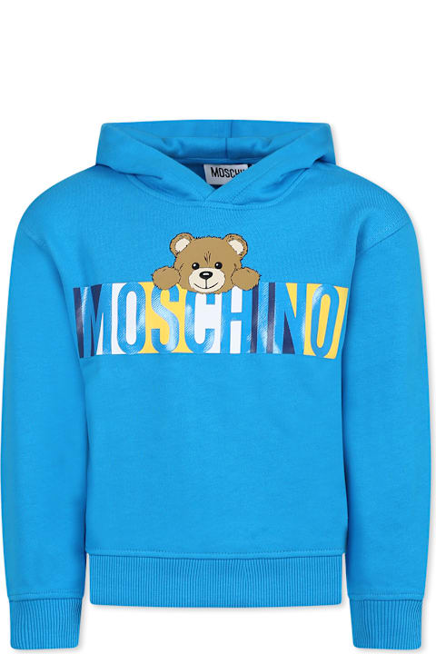 أدوات منزلية Moschino Light Blue Sweatshirt For Boy With Teddy Bear