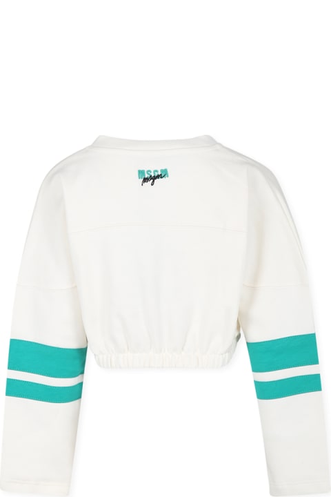 Sale for Kids MSGM Ivory Cropped Sweatshirt With Logo For Girl