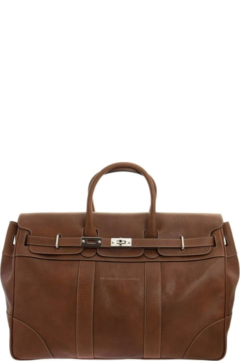Brunello Cucinelli Luggage for Men Brunello Cucinelli Grained Calfskin Country Weekender Bag