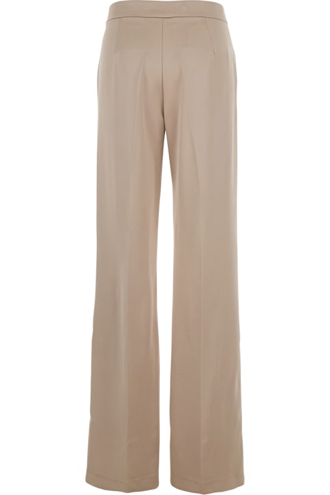 Homeware The Andamane Beige Pants With Pences On The Front In Tech Fabric Woman