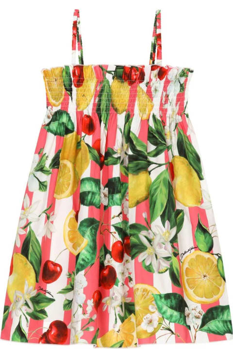 Dresses for Girls Dolce & Gabbana Poplin Sundress With Lemon And Cherry Print