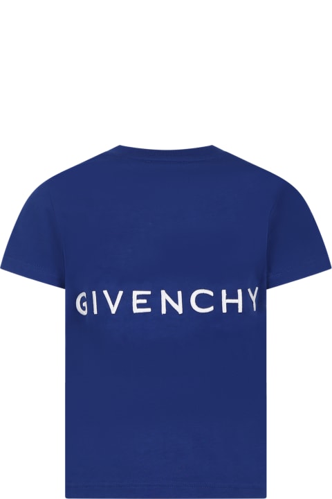 Givenchy for Boys Givenchy Blue T-shirt For Kids With Oswald And Logo
