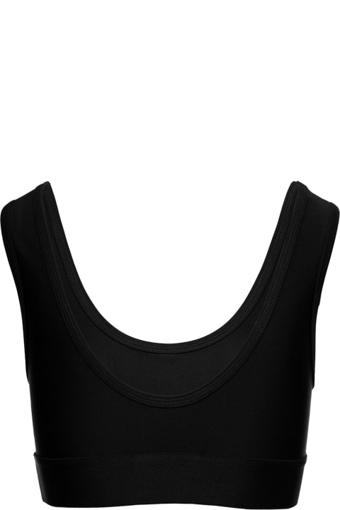 Dolce & Gabbana Topwear for Women Dolce & Gabbana Black Sports Bra With Branded Band In Stretch Tech Fabric Woman