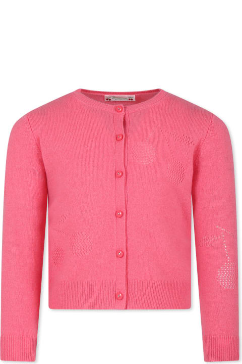 Bonpoint for Girls Bonpoint Pink Cardigan For Girl With Cherries