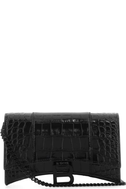Fashion for Men Balenciaga Black Nappa Leather Hourglass Wallet