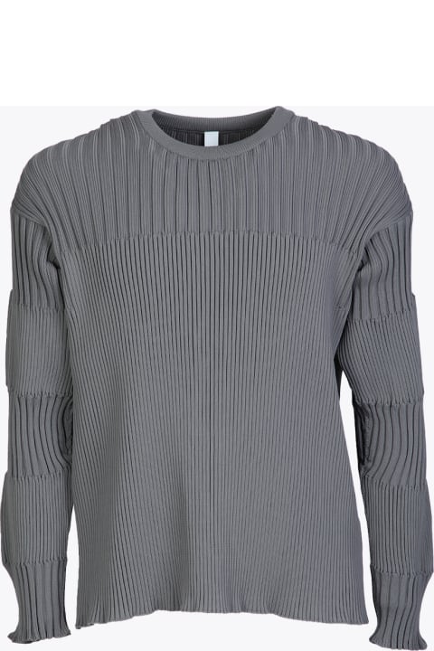 Fluted Top 3 Grey rib-knitted curled top - Fluted top