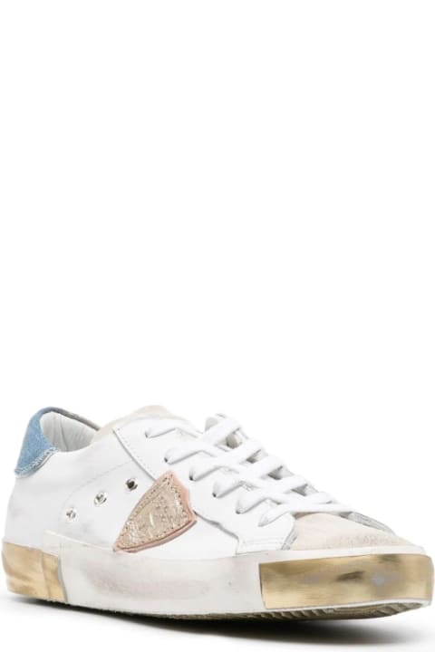 Philippe Model Shoes for Women Philippe Model Prsx Low Sneakers - White And Light Blue