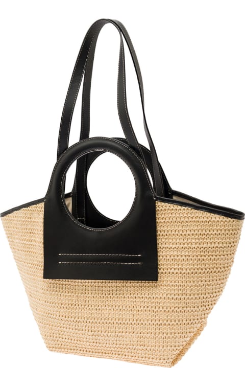 Totes for Women Hereu 'cala S Raffia' Black And Beige Handbag With Leather Handles In Rafia Woman
