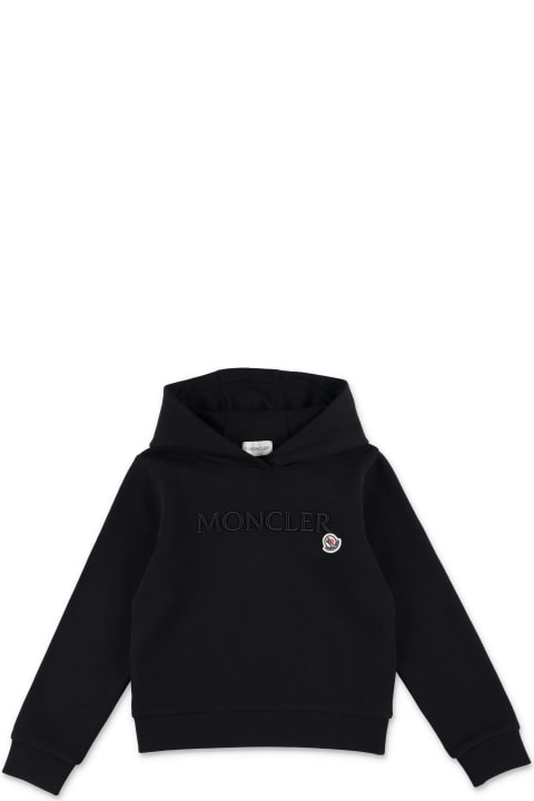 Moncler Sweaters & Sweatshirts for Boys Moncler Black Hoodie With Embroidered Lettering Logo In Tone