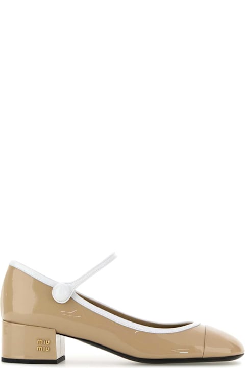 High-Heeled Shoes for Women Miu Miu Beige Leather Pumps