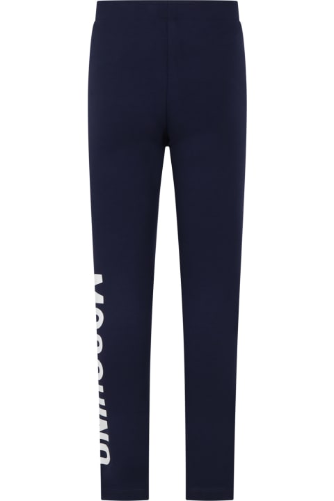 Moschino for Kids Moschino Blue Leggings For Girl With Logo