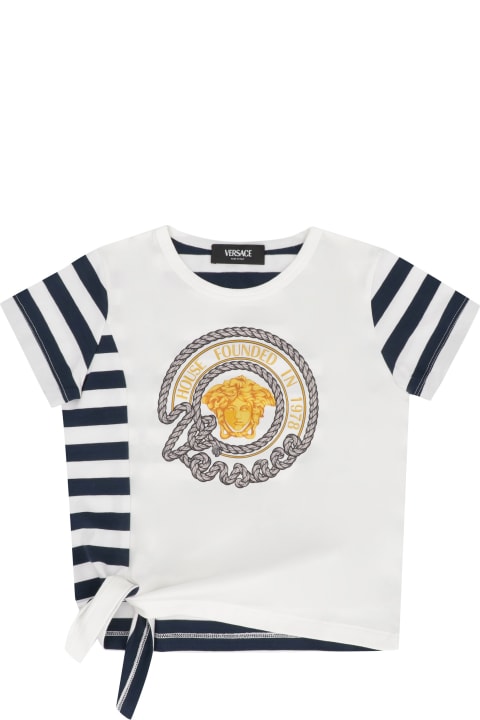 Young Versace T-Shirts & Polo Shirts for Girls Young Versace Printed Cotton T-shirt