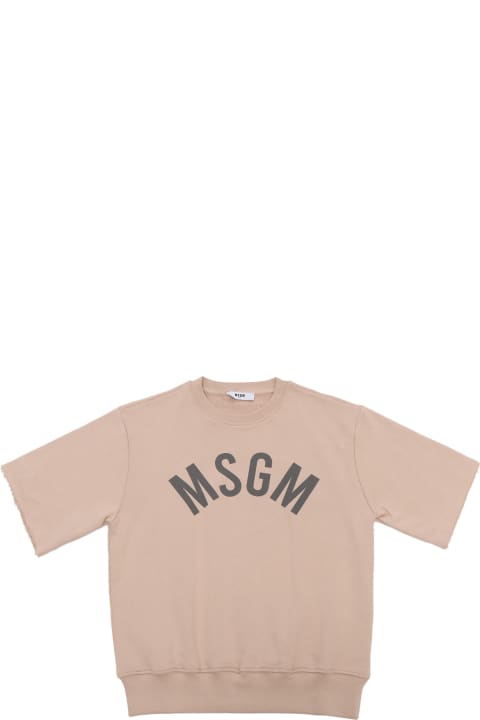 MSGM for Kids MSGM Beige Short Sleeve Sweatshirt