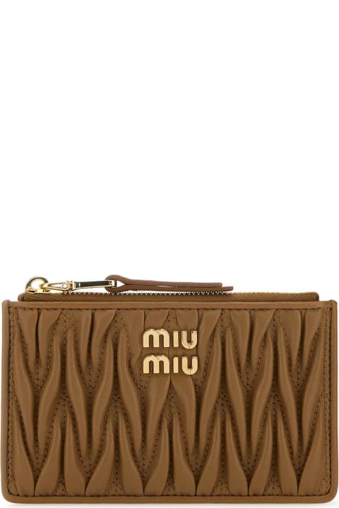 Miu Miu Clutches for Women Miu Miu Biscuit Leather Card Holder