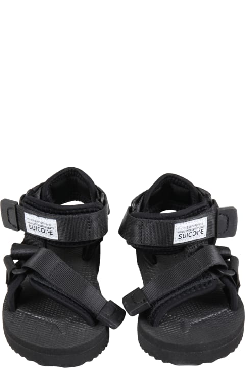 Black Depa Sandals For Kids With Logo