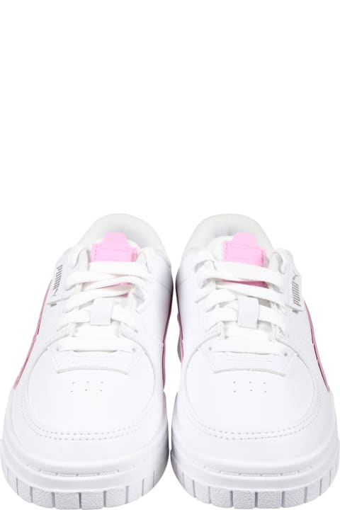 Shoes for Girls Puma White Sneakers For Girl With Logo