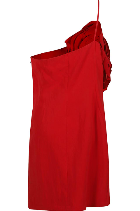 Blumarine for Women Blumarine Rose Embroidered Asymmetric Short Dress