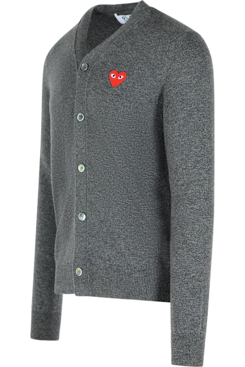 Comme des Garçons Play for Men Comme des Garçons Play Grey Wool Cardigan
