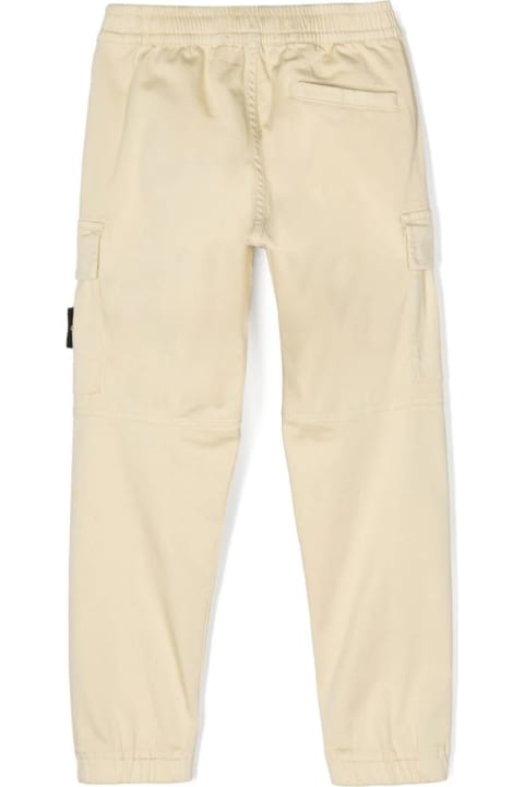 Bottoms for Boys Stone Island Dove Cotton And Silk Satin Cargo Trousers