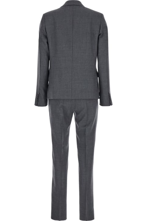 Suits for Women Mauro Grifoni Grey Single-breasted Suit With Notched Revers In Wool Blend Stretch Woman