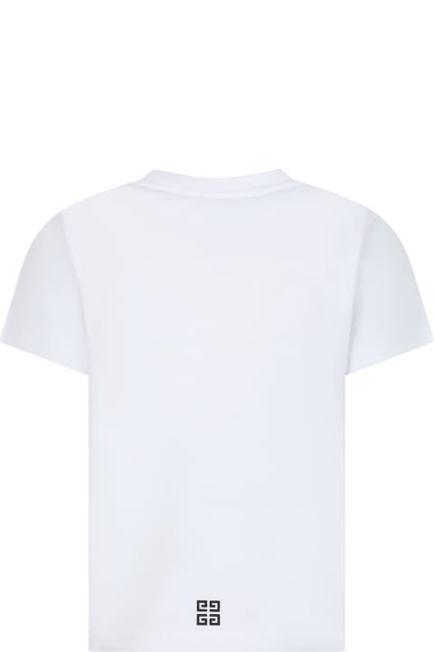 ボーイズ トップス Givenchy White T-shirt For Boy With Logo