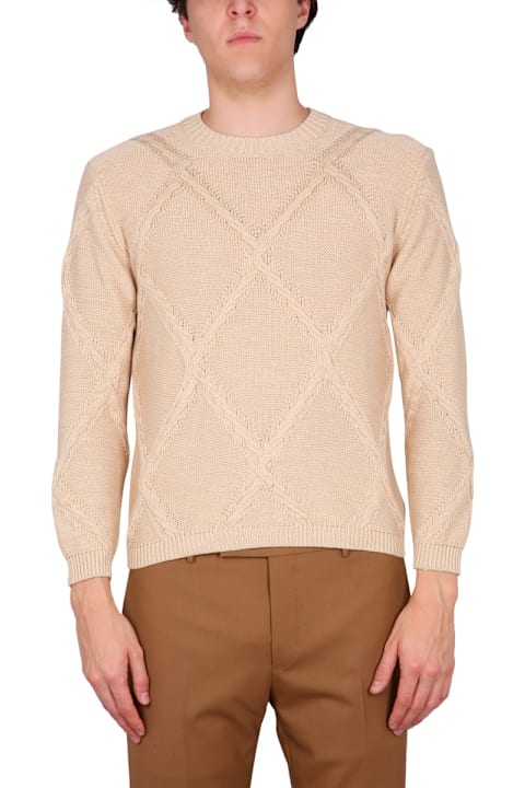 Ballantyne Clothing for Men Ballantyne Cotton Cable Stitch Crew Neck Sweater