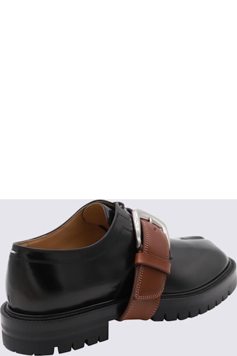 Maison Margiela for Men Maison Margiela Black And Brown Leather Tabi Combat Derby Formal Shoes