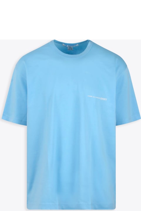 Comme des Garçons Shirt for Men Comme des Garçons Shirt Mens T-shirt Knit Sky Blue Cotton Oversize T-shirt With Chest Logo