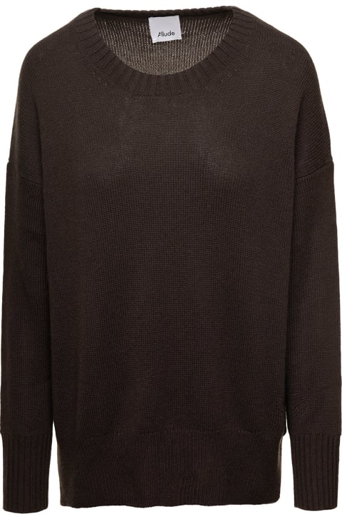 Allude Clothing for Women Allude Brown Sweater With U Neckline In Cashmere Woman