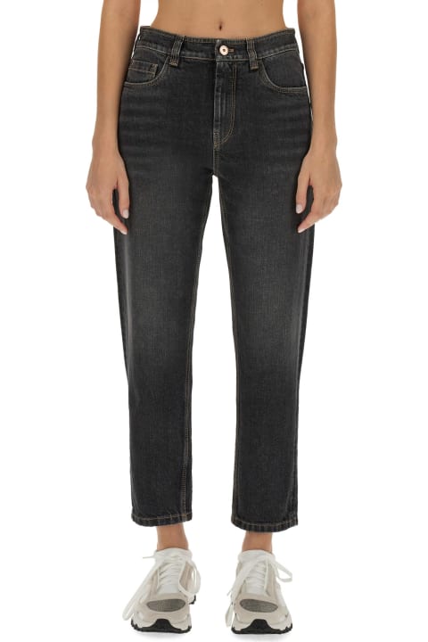 Jeans for Women Brunello Cucinelli Button Detailed Tapered Jeans