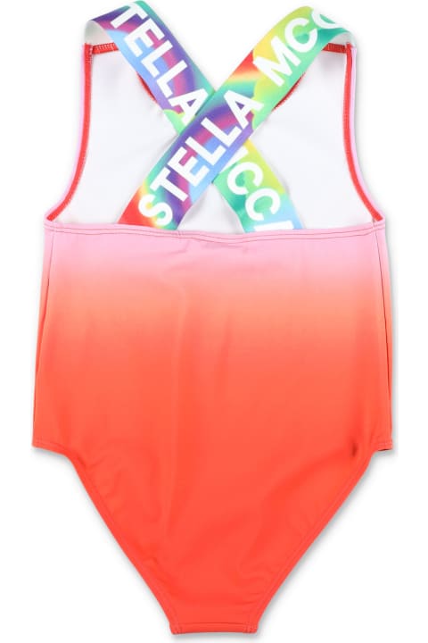 ガールズ 水着 Stella McCartney Kids Logo Tape Ombré Swimsuit