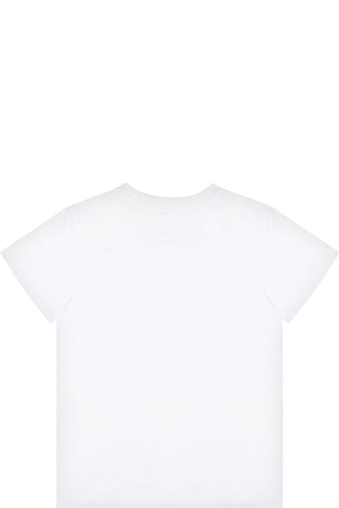 Homeware Moschino White Crewneck T-shirt With Maxi Logo Print On The Front In Cotton Boy