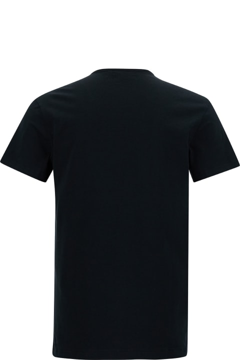 メンズ Versaceのトップス Versace Black Crewneck T-shirt With Medusa Logo Print In Stretch Cotton Man