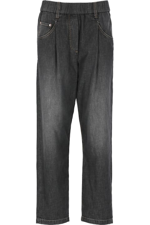 Homeware Brunello Cucinelli Grey Five Pocket Jeans With Elastic Waist In Cotton Woman