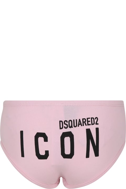 Dsquared2 Underwear for Girls Dsquared2 Pink Briefs For Girl With Logo