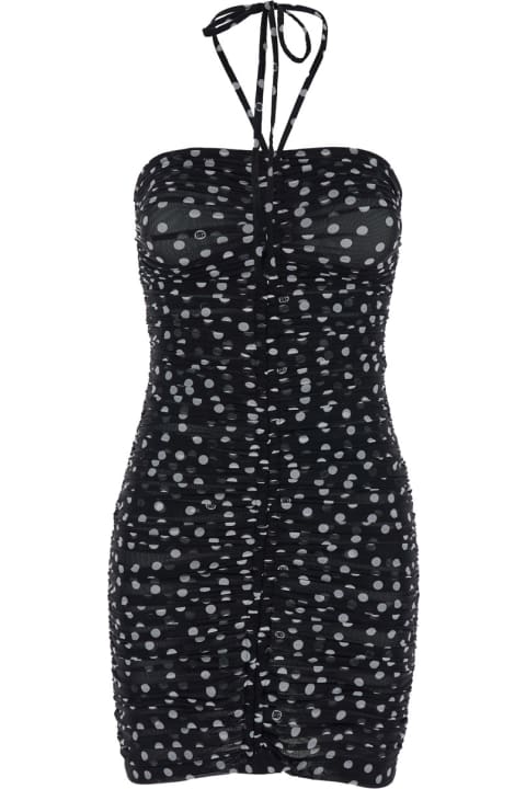Dolce & Gabbana Dresses for Women Dolce & Gabbana Mini Black Draped Dress With Polka Dots Print In Tulle Woman