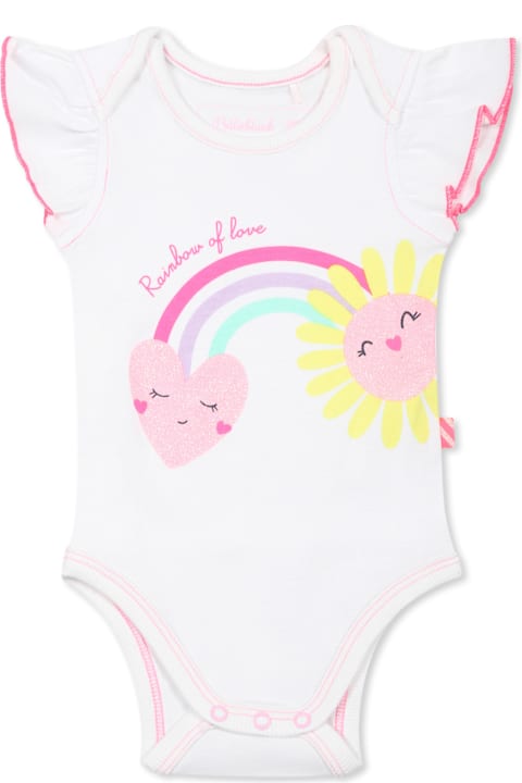 Billieblush Clothing for Baby Girls Billieblush White Bodysuit For Baby Girl With Rainbow