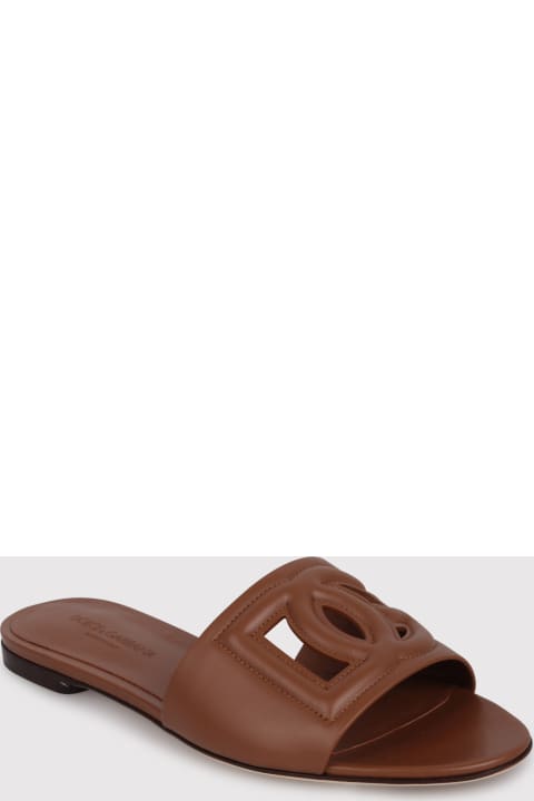 Sandals for Women Dolce & Gabbana Dolce & Gabbana Leather Sliders With Logo Dg