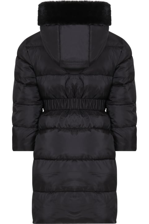 Ermanno Scervino Junior Coats & Jackets for Girls Ermanno Scervino Junior Black Down Jacket For Girl With Logo