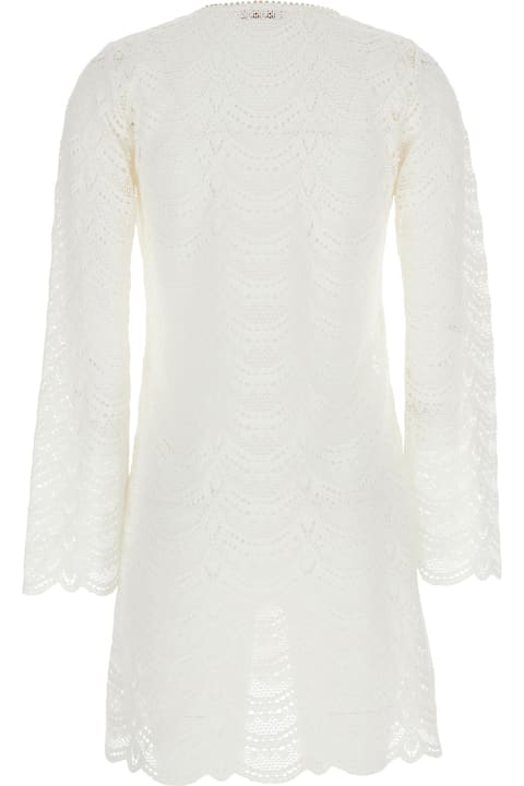 Anjuna Clothing for Women Anjuna White Dress With V Neck And Jewel Detail On The Front In Cotton Woman