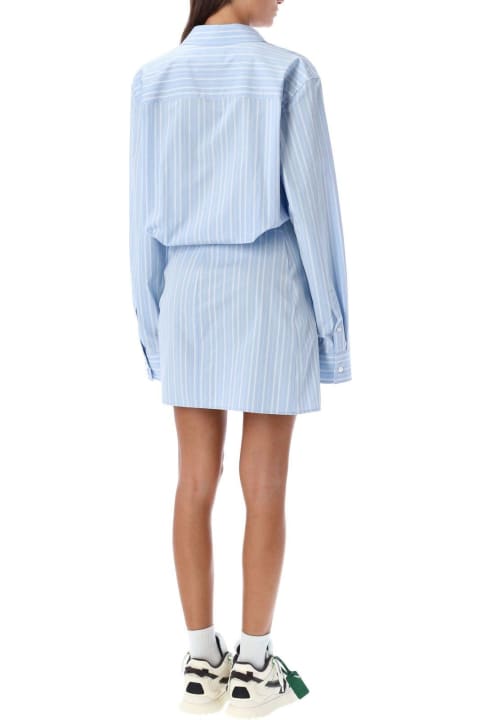 Underwear & Nightwear for Women Off-White Stripe Poplin Twist Dress Shirt