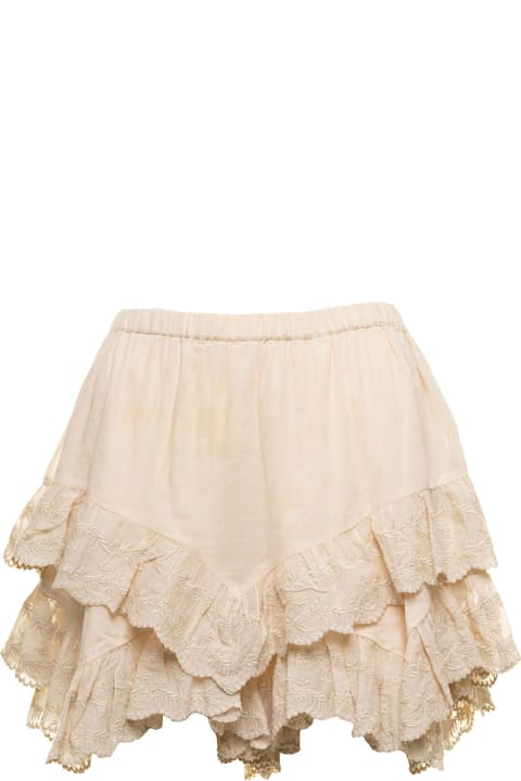 Locadi Beige Cotton Embroidered Shorts Isabel Marant Etoile Woman