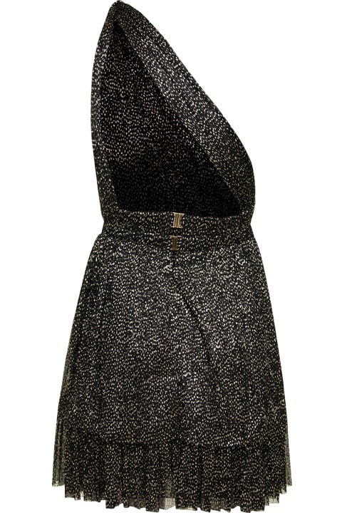 ウィメンズ Sabina Musayevのワンピース＆ドレス Sabina Musayev 'chicago' Mini Black One-shoulder Dress With Polka-dots In Polyester Woman