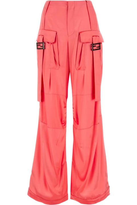 Fendi Pants & Shorts for Women Fendi Fluo Pink Satin Cargo Pant