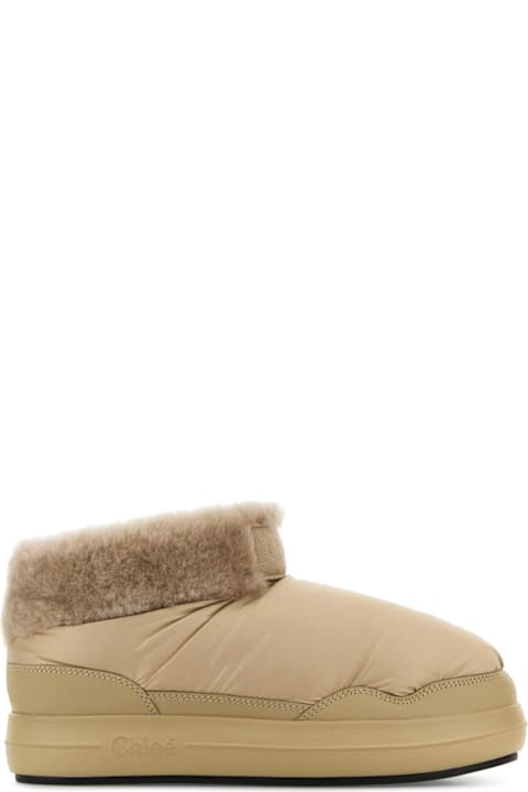 Chloé أحذية برقبة لـ السيدات Chloé Beige Fabric Ankle Boots