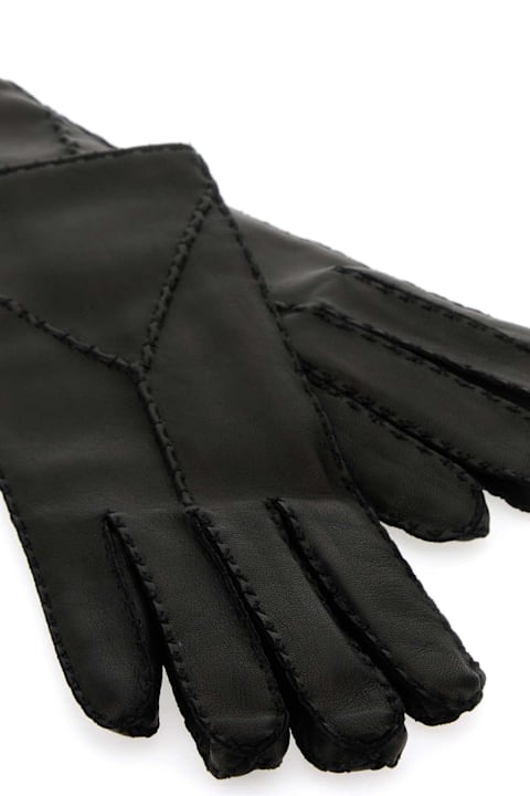 قفازات لـ السيدات Saint Laurent Black Leather Gloves